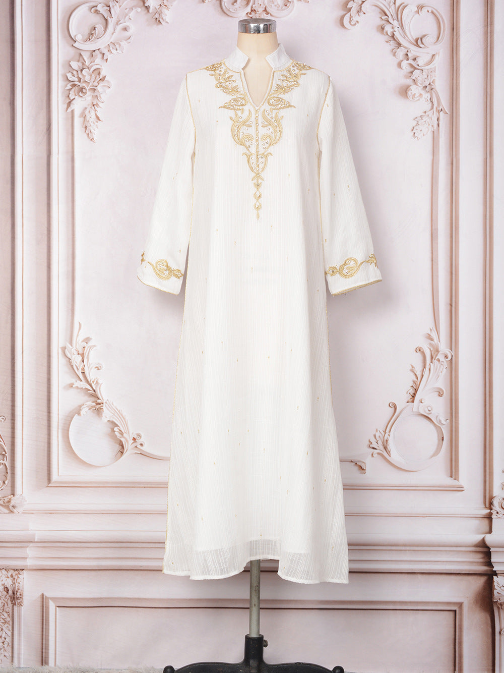Women's Embroidered Studded Diamond Dress