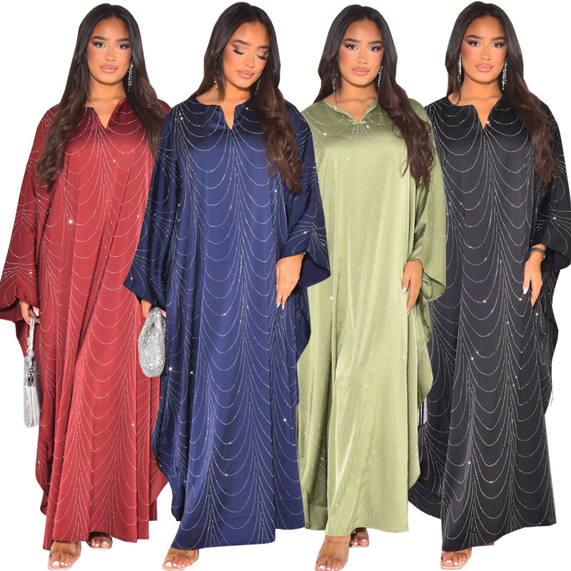 Women's Loose Hot Diamond Abaya Dress