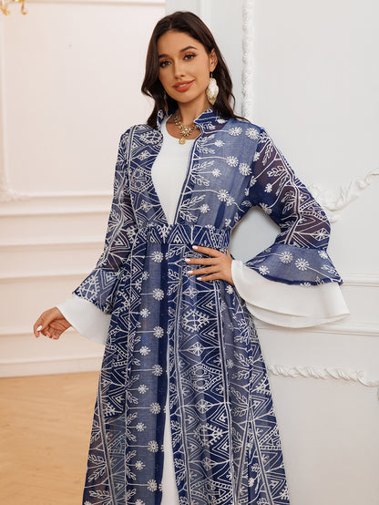 Elegant Long Skirt Embroidered Robe Two-piece Set