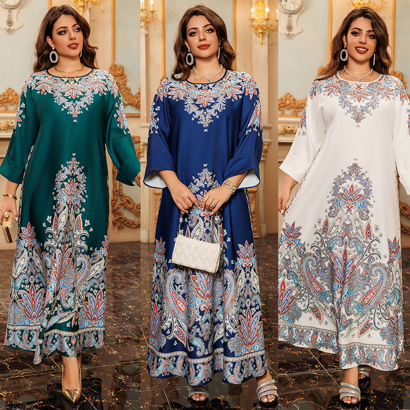Women's Printed Flower Hot Diamond Dress