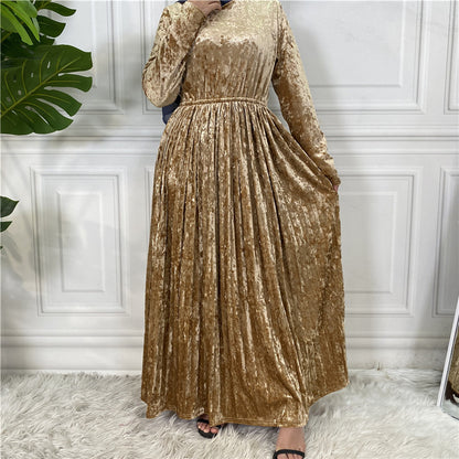 Women's Gold Velvet Dress