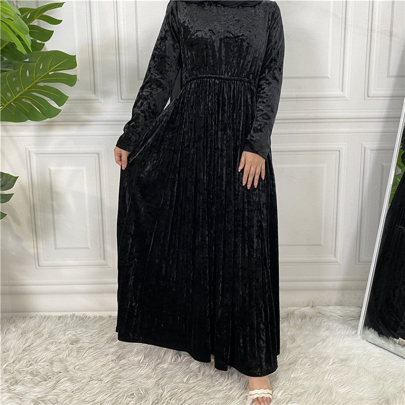 Women's Gold Velvet Dress