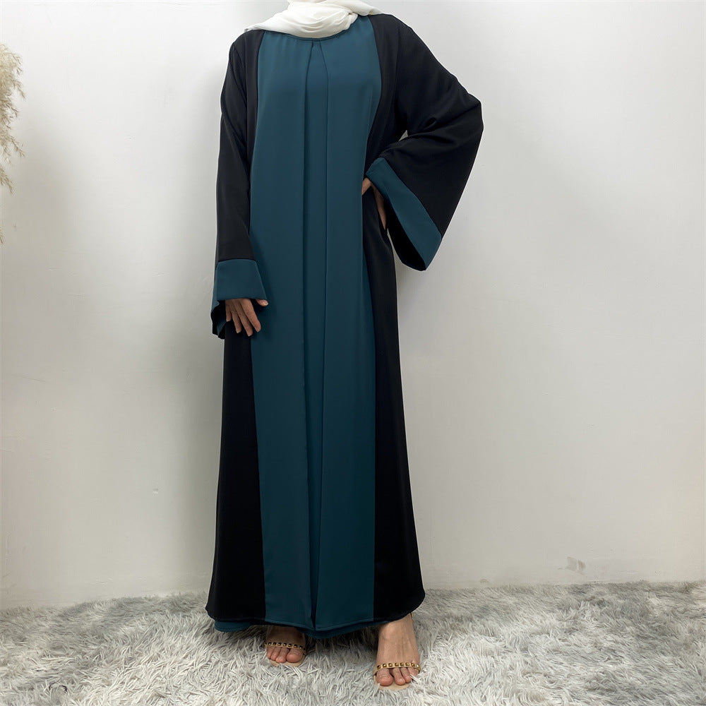 Modest Cardigan Patchwork Fake Two-piece Dress
