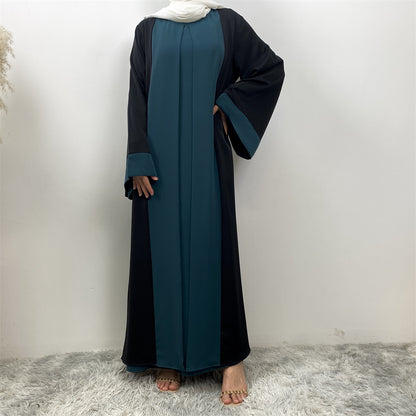 Modest Cardigan Patchwork Fake Two-piece Dress