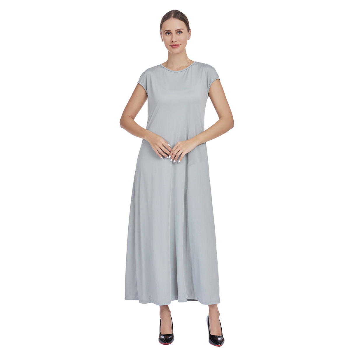 Chiffon Cape and Knitted Inner Long Dress Two-Piece Set