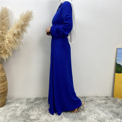 Plain Loose Buttoned Dress with Pockets