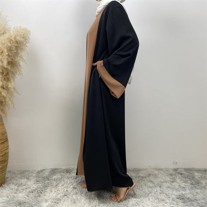 Modest Cardigan Patchwork Fake Two-piece Dress