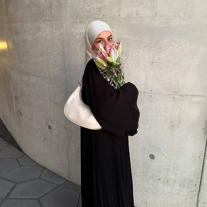 Chiffon Pleated Long-Sleeved Dress