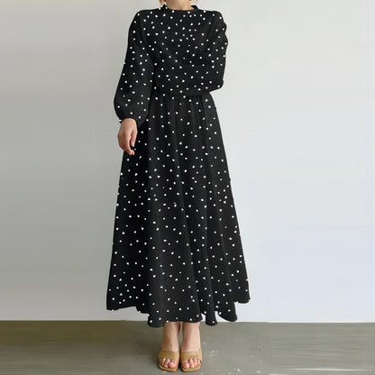 Women's Long-sleeved Crewneck Printed Dress