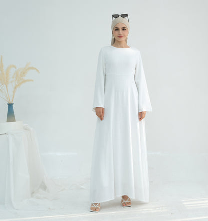 Women's Solid Cotton and Linen Waist-cinching Robe