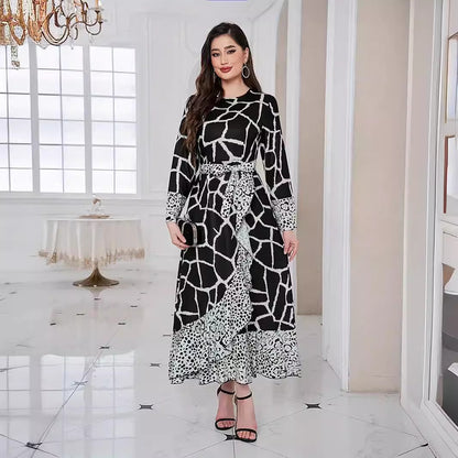 Women's Leopard Print Ruffle Patchwork Dress