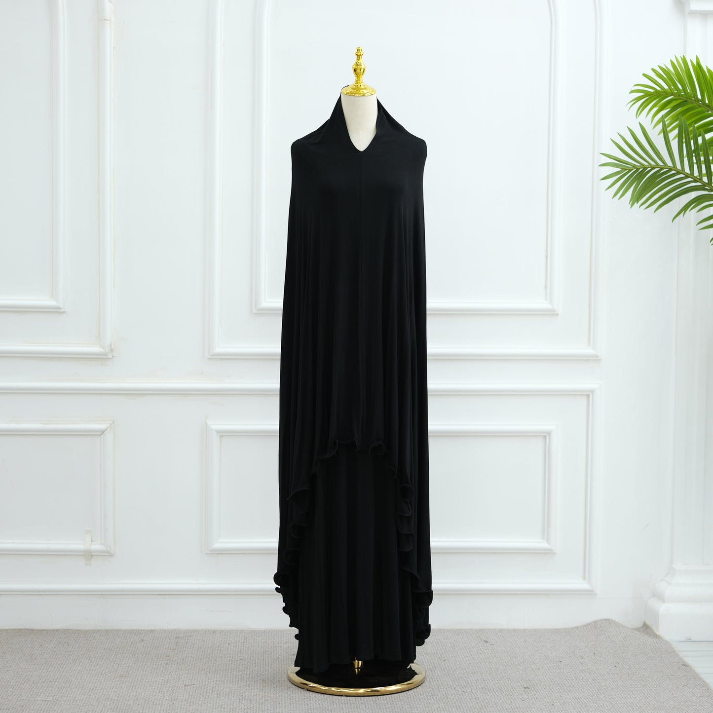 Women's Solid Color Dress and Hijab Sets