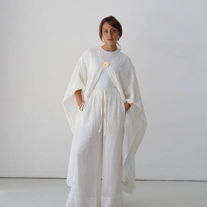 Women's Buttoned Cardigan and Pants Two-piece Set