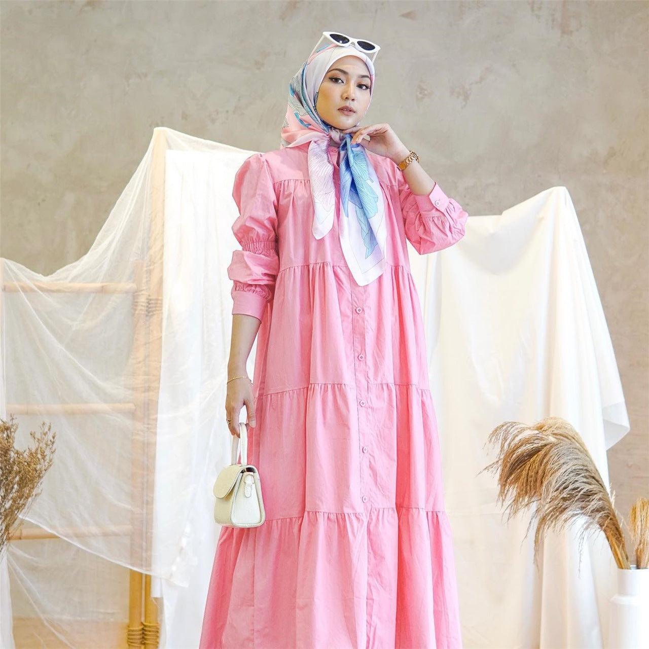 Women's Solid Color Casual Wide Patchwork Dress