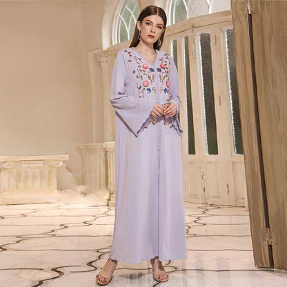 Fashion V-neck Embroidered Dress