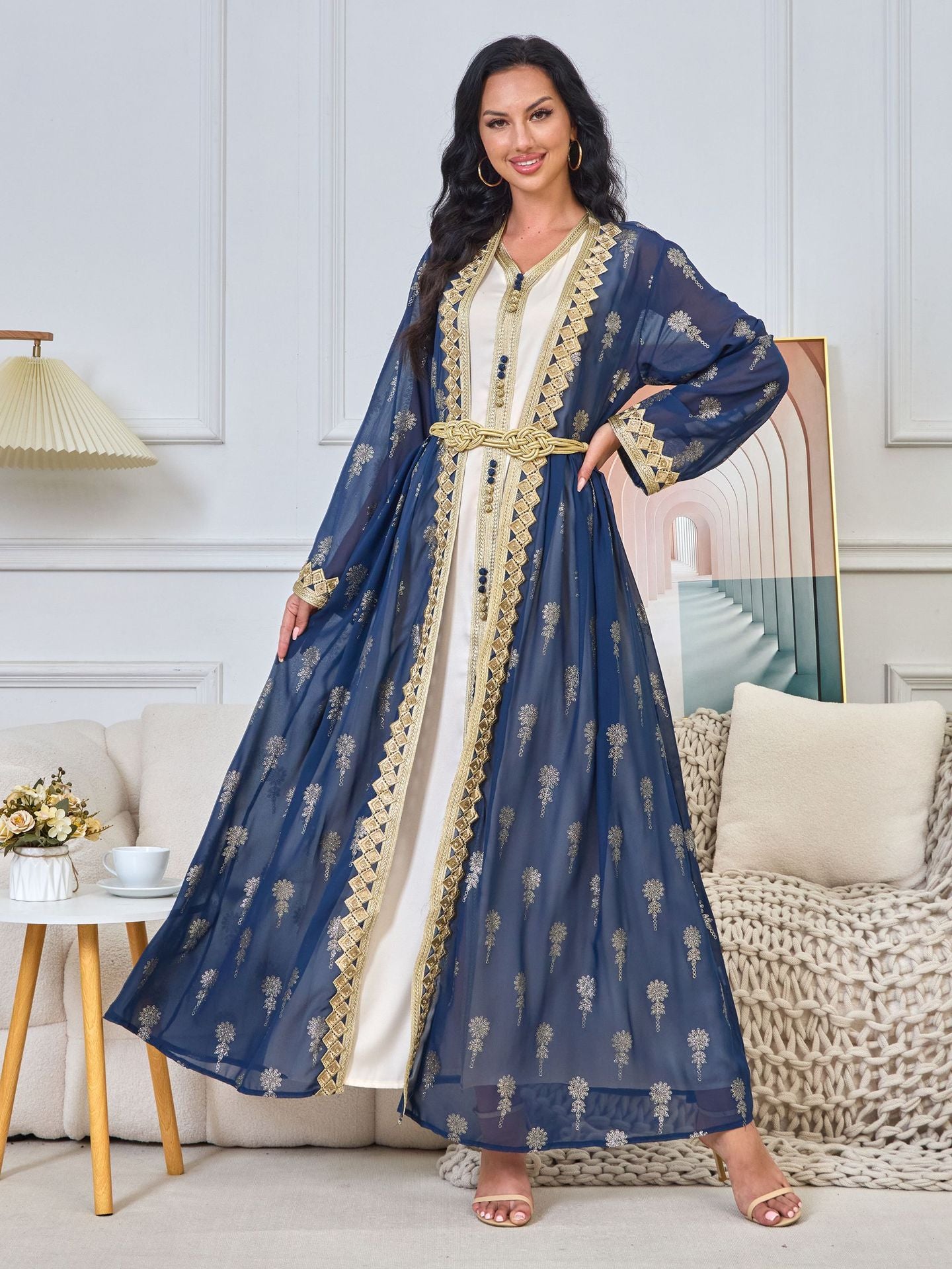 Women's Embroidered Cardigan Vest Two-piece Dress