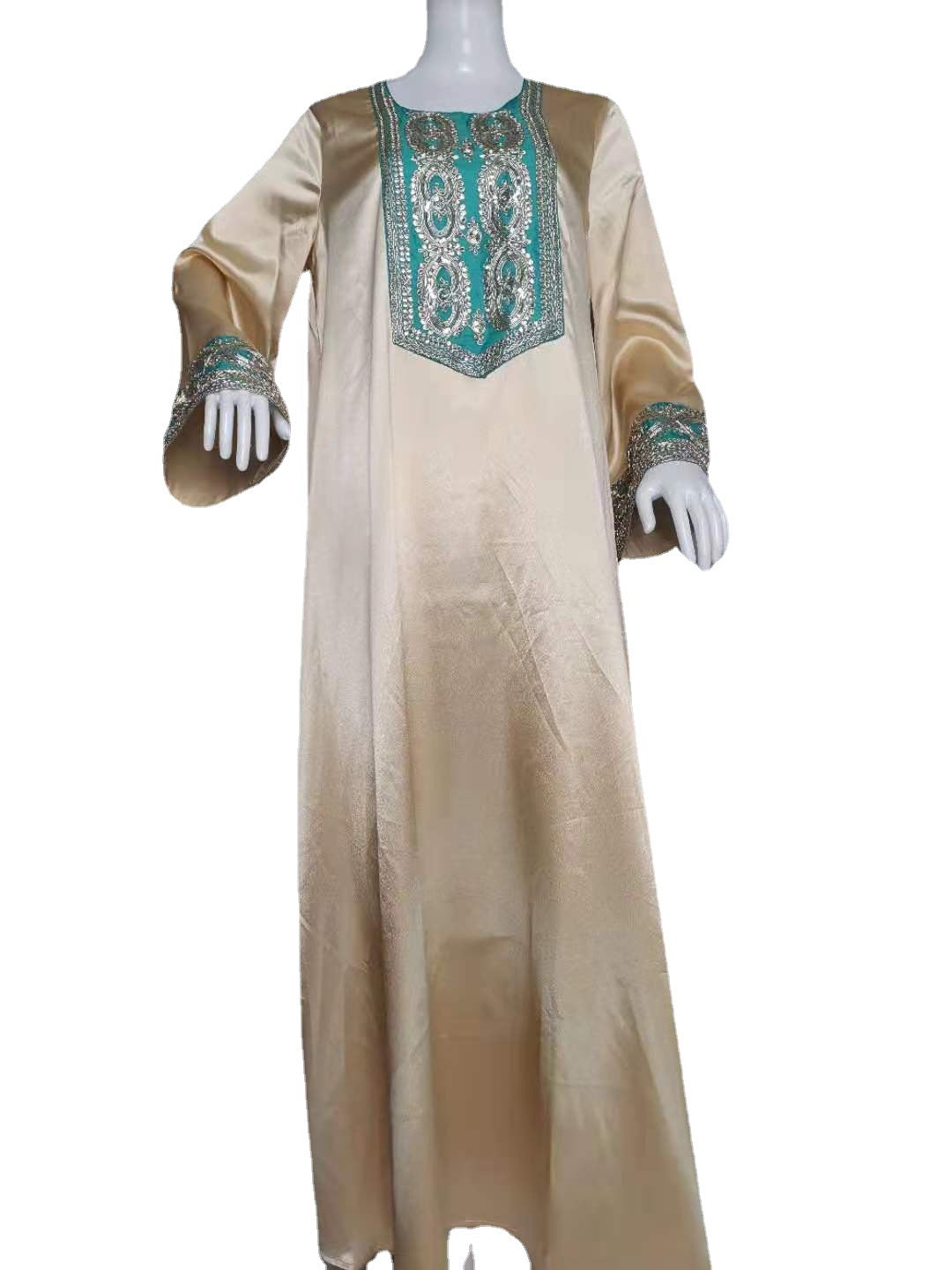 Women's Gold Silk Sequins Elegant Dress