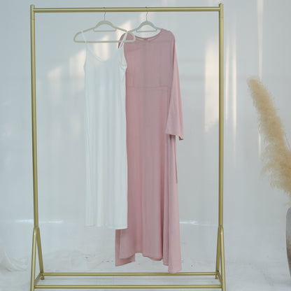 Belted Bamboo Linen Dubai Modest Solid Maxi Day Dress