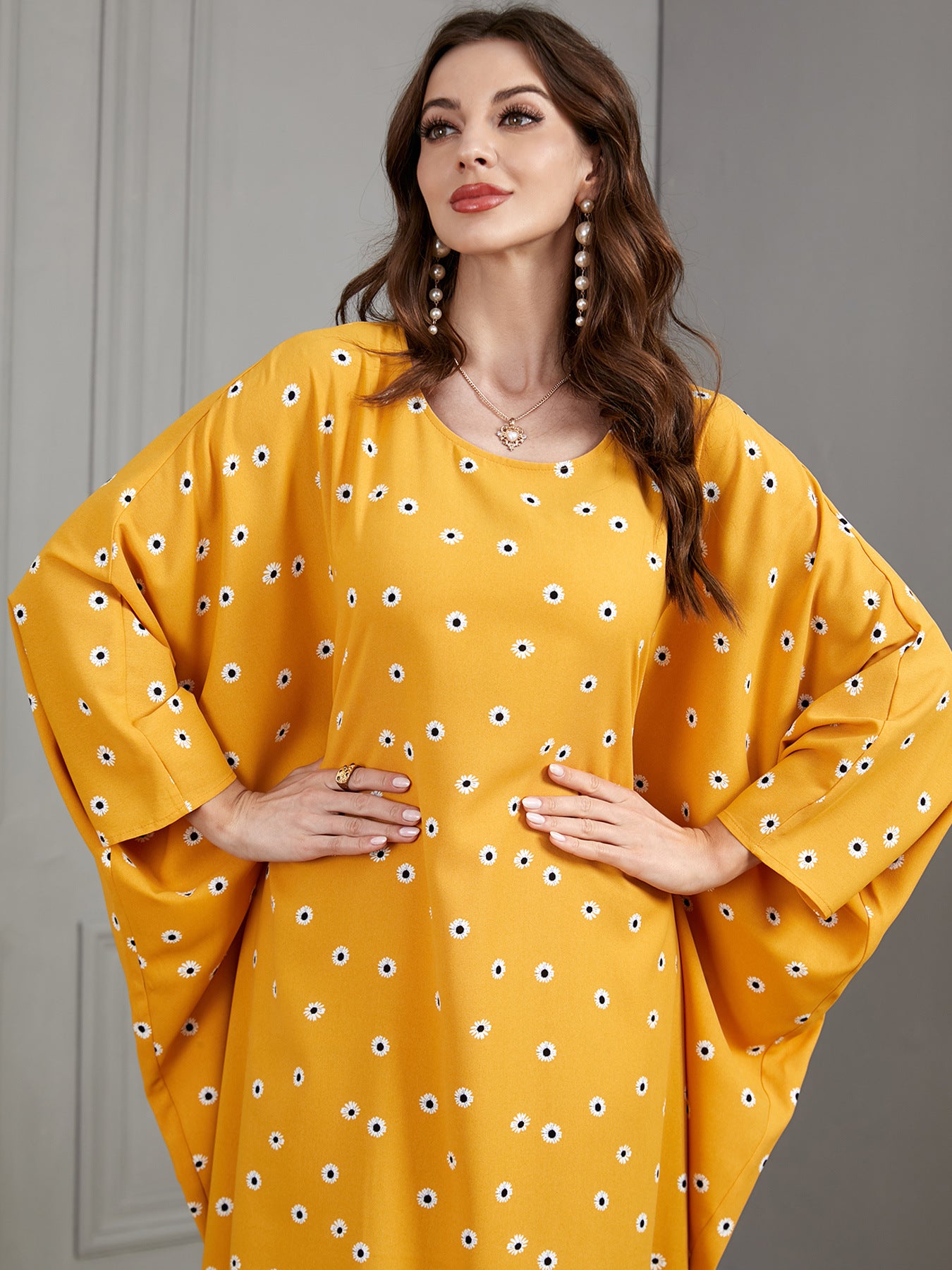 Women's Print Casual Yellow Dress