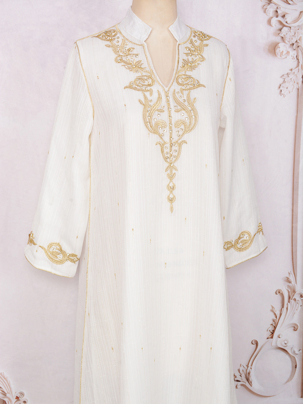 Women's Embroidered Studded Diamond Dress