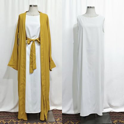 Elegant Embellished Abaya with Long Sleeve Cardigan Set