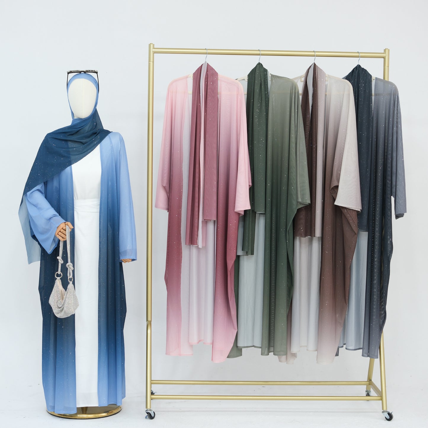 Gradient Everyday Parties Cardigan Robe with Hijab