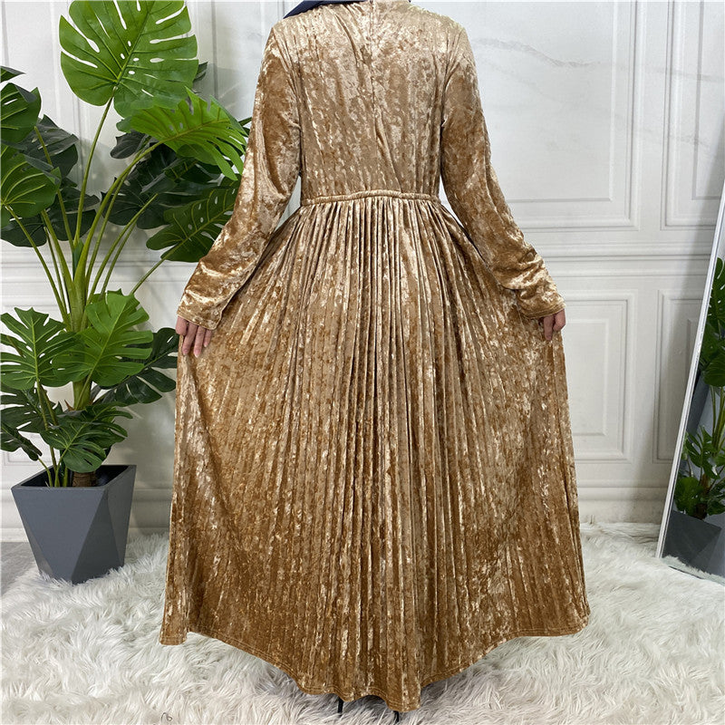 Women's Gold Velvet Dress