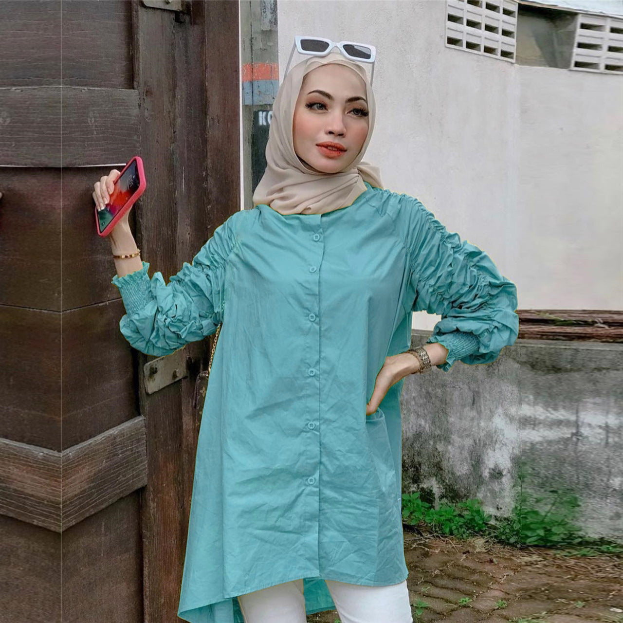 Women's Stacking Sleeves Loose Casual Shirt