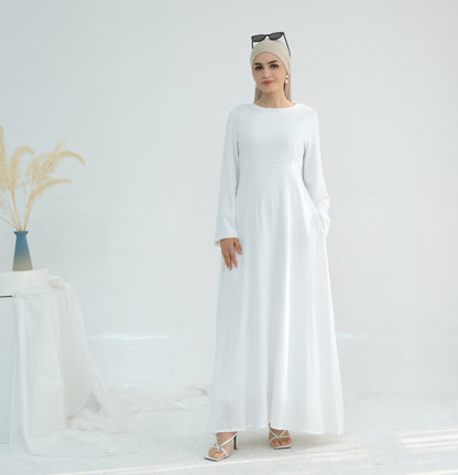Women's Solid Cotton and Linen Waist-cinching Robe