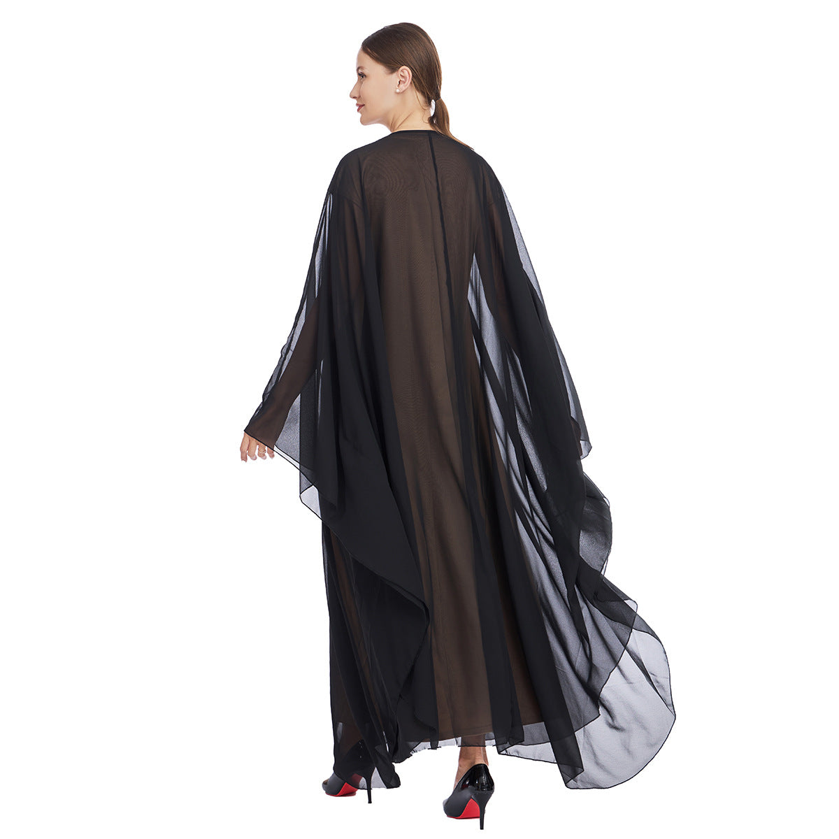 Chiffon Cape and Knitted Inner Long Dress Two-Piece Set