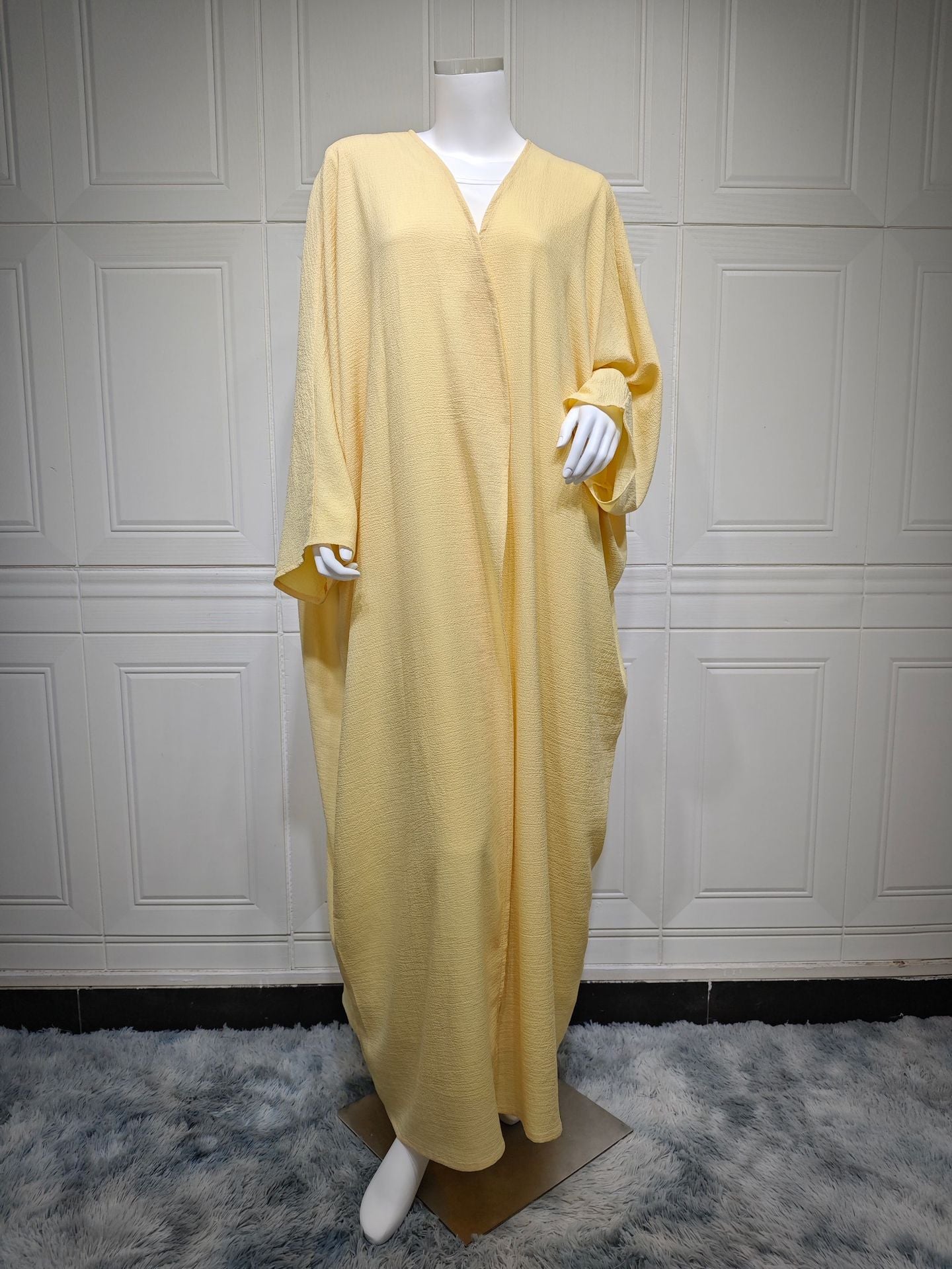 Women's Solid Color Bat-sleeved Yellow Robe