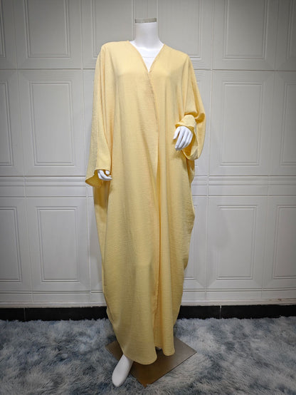 Women's Solid Color Bat-sleeved Yellow Robe