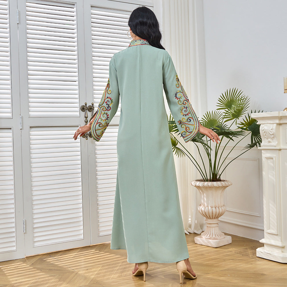 Women's Rope Embroidered Elegant Long-sleeved Dress