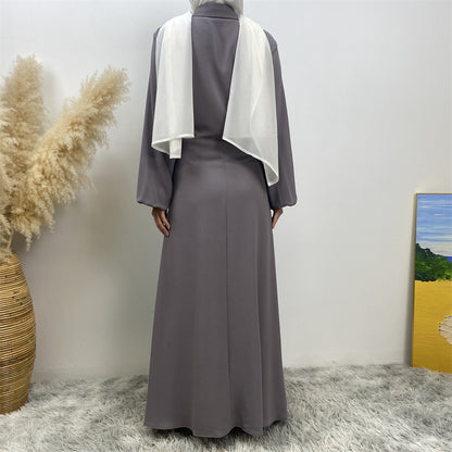 Plain Loose Buttoned Dress with Pockets