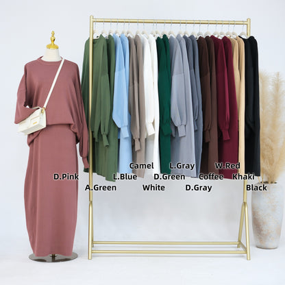 Thick Knit Two-Piece Modest Pants Set