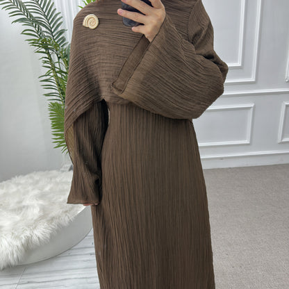 Muslim Women's Solid Color Double-Layer Dress