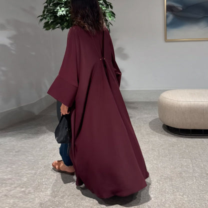Women's Plain Robe Orange Open Abaya