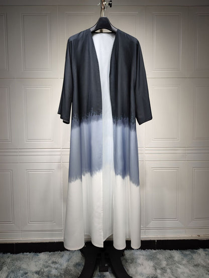 Tie Dye Cape Cardigan Dress Open Abaya