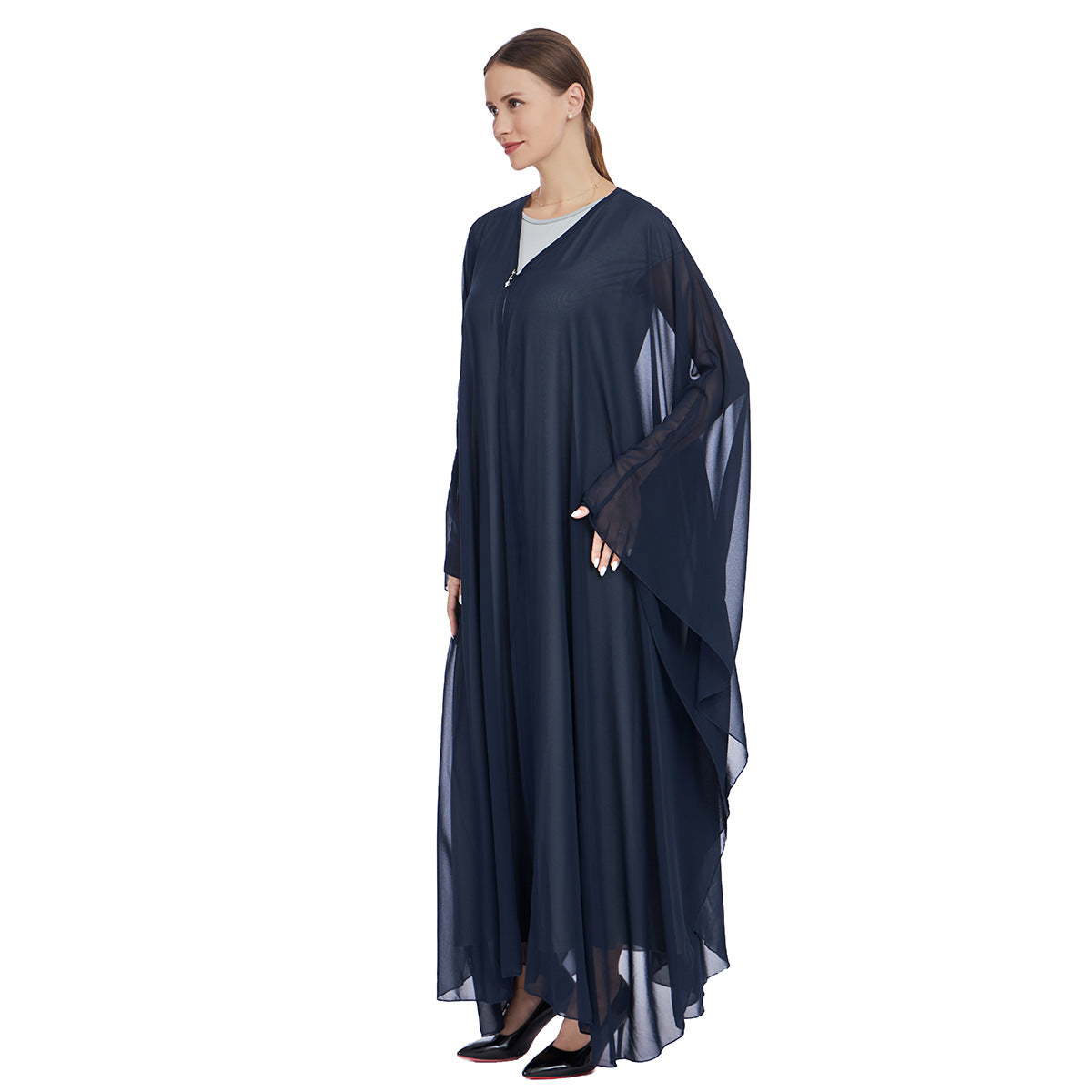 Chiffon Cape and Knitted Inner Long Dress Two-Piece Set