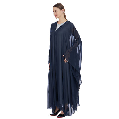 Chiffon Cape and Knitted Inner Long Dress Two-Piece Set