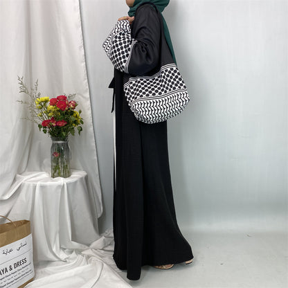 Women's Islamic Spliced Elegant Robe (With Mini Bag)