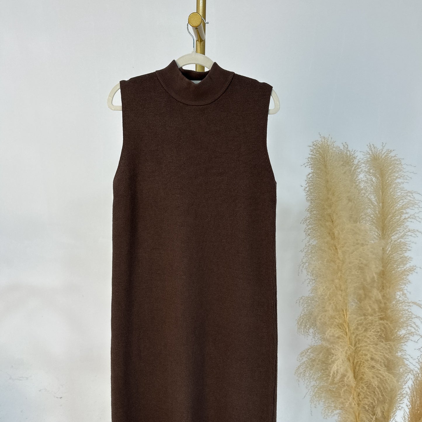 Thick Knit Two-Piece Abaya Set with Cardigan and Inner Dress