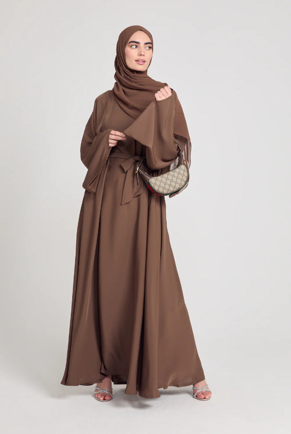 Women's Round Neck Bell Sleeve Abaya Dress