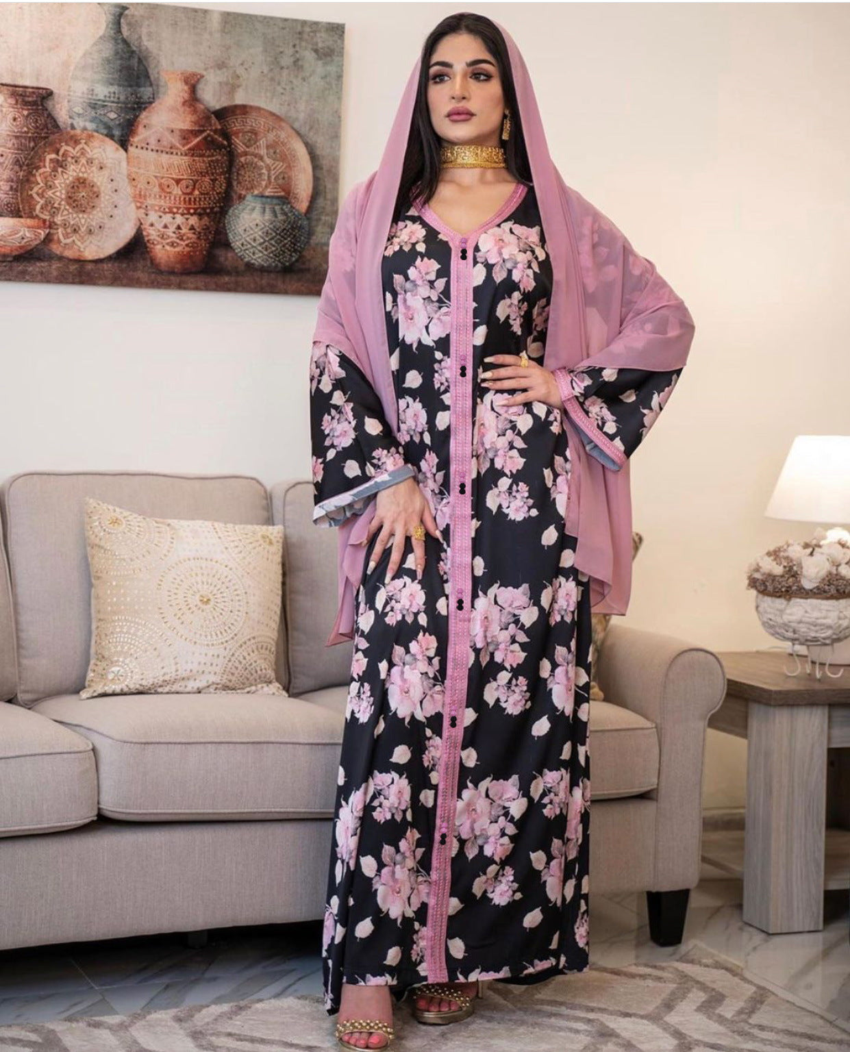 Women's V-Neck Flower Dress