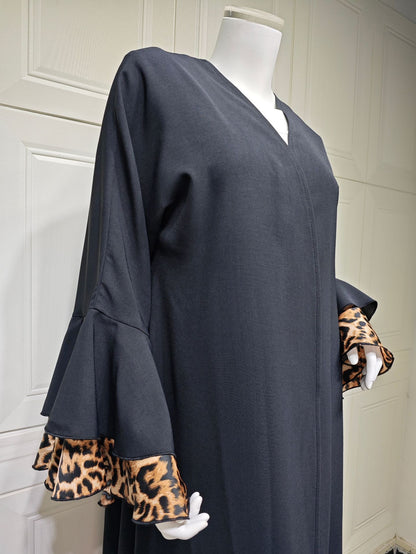 Trendy Wide Sleeve Open Abaya Dress