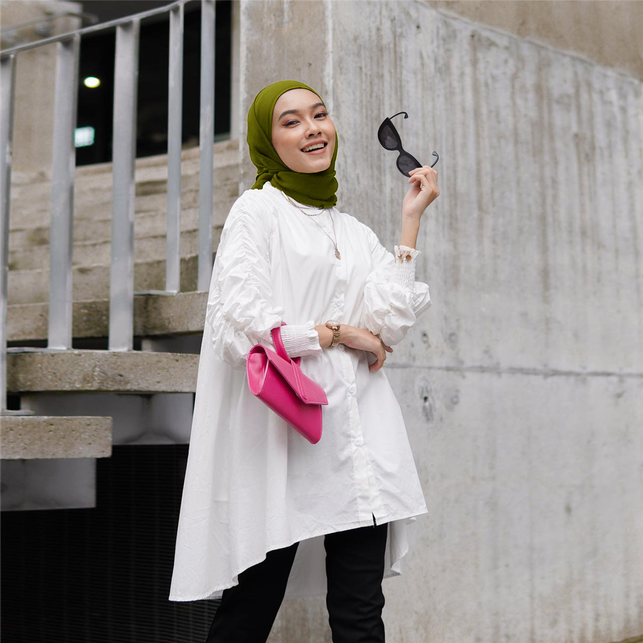 Women's Stacking Sleeves Loose Casual Shirt