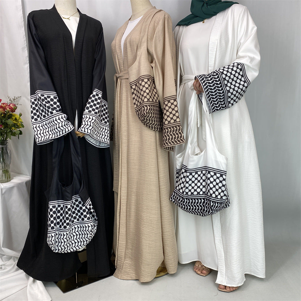 Women's Islamic Spliced Elegant Robe (With Mini Bag)