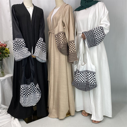 Women's Islamic Spliced Elegant Robe (With Mini Bag)