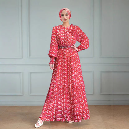 Women's Chiffon Print Pleated Dress