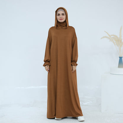 Dubai Solid Color Hooded Casual Abaya